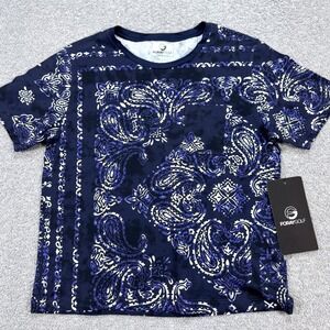 NEW Foray Golf T-Shirt Women's Small Navy Blue Paisley Bandana Athletic Tennis